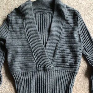 2 Different Color V-Neck Ribbed Sweaters